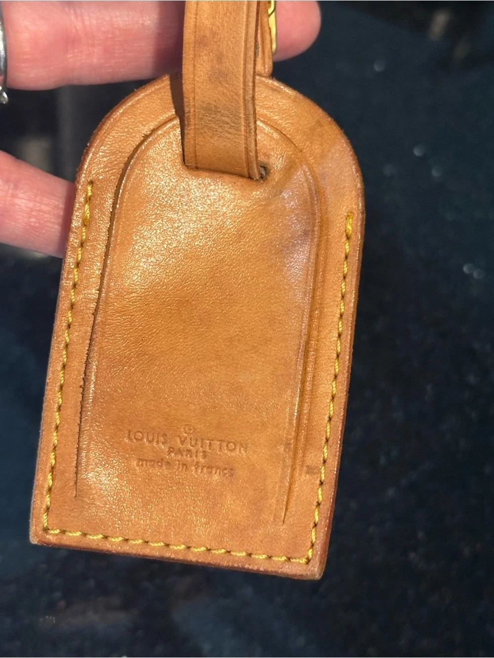 Louis Vuitton Brown Leather Luggage Tag with Gold-Tone Buckle